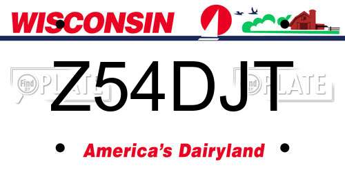 Z54DJT Wisconsin License Plate