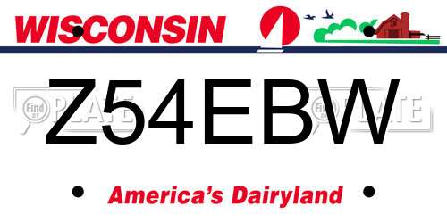 Z54EBW Wisconsin License Plate