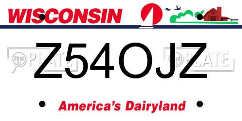 Z54OJZ Wisconsin License Plate