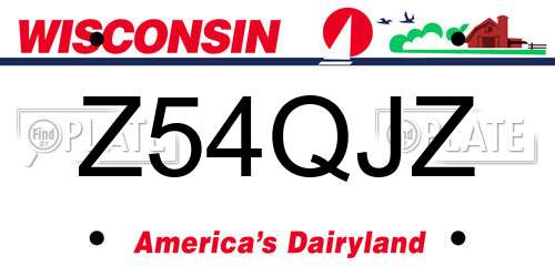 Z54QJZ Wisconsin License Plate