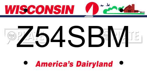 Z54SBM Wisconsin License Plate