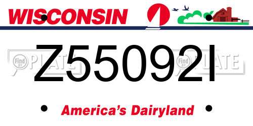 Z55092I Wisconsin License Plate