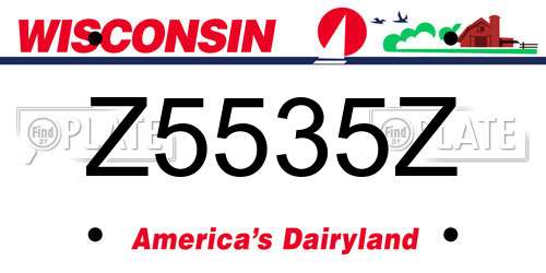 Z5535Z Wisconsin License Plate