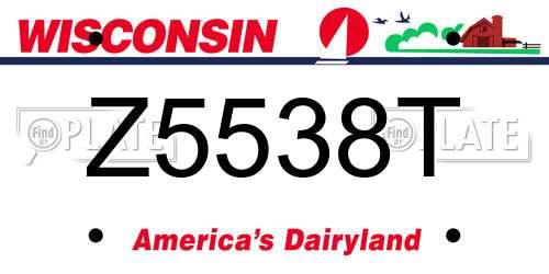 Z5538T Wisconsin License Plate