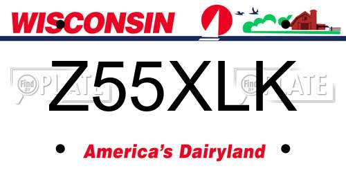 Z55XLK Wisconsin License Plate