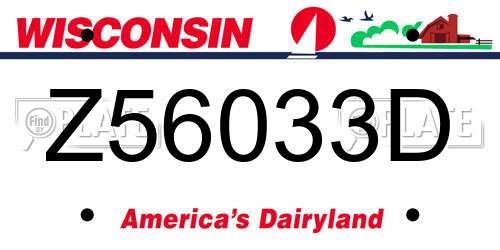 Z56033D Wisconsin License Plate