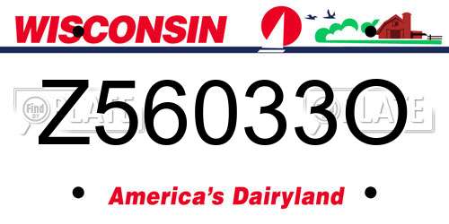 Z56033O Wisconsin License Plate