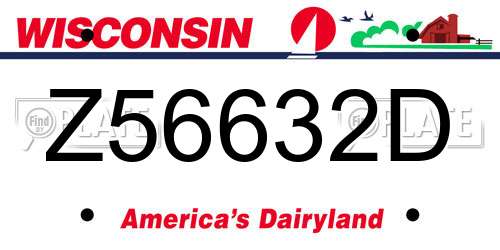 Z56632D Wisconsin License Plate