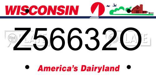 Z56632O Wisconsin License Plate
