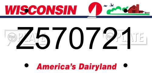 Z570721 Wisconsin License Plate
