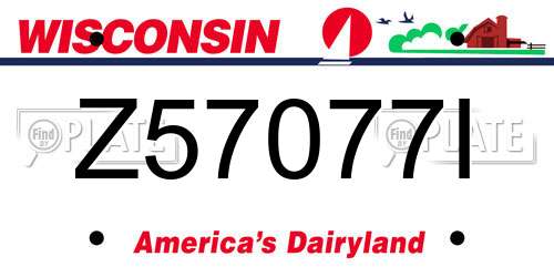 Z57077I Wisconsin License Plate