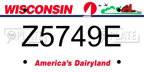 Z5749E Wisconsin License Plate