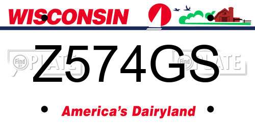 Z574GS Wisconsin License Plate