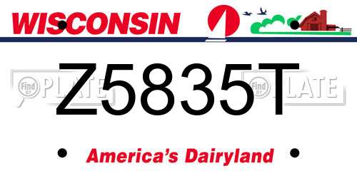 Z5835T Wisconsin License Plate