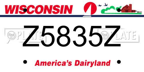 Z5835Z Wisconsin License Plate