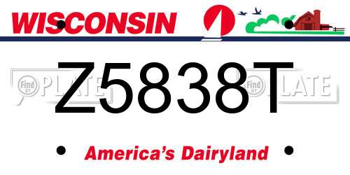 Z5838T Wisconsin License Plate