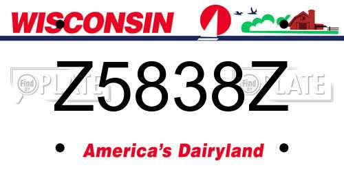 Z5838Z Wisconsin License Plate