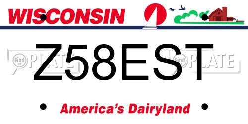Z58EST Wisconsin License Plate