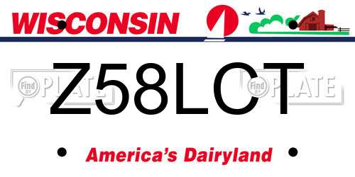 Z58LCT Wisconsin License Plate