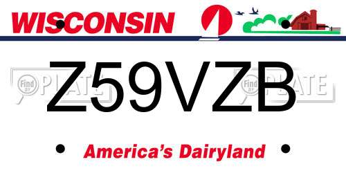 Z59VZB Wisconsin License Plate