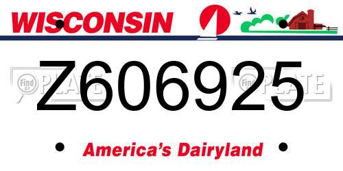 Z606925 Wisconsin License Plate