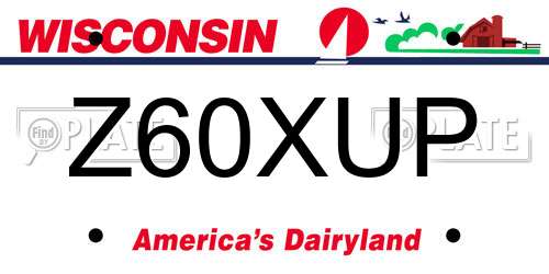 Z60XUP Wisconsin License Plate