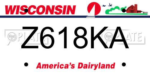 Z618KA Wisconsin License Plate