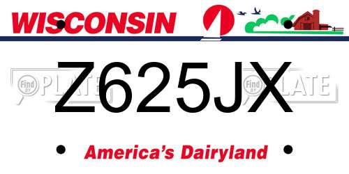 Z625JX Wisconsin License Plate