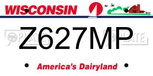 Z627MP Wisconsin License Plate