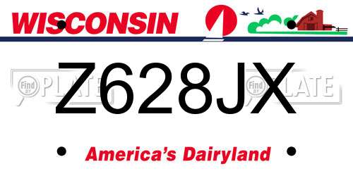 Z628JX Wisconsin License Plate