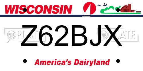 Z62BJX Wisconsin License Plate