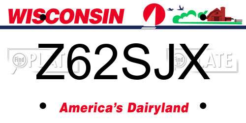 Z62SJX Wisconsin License Plate