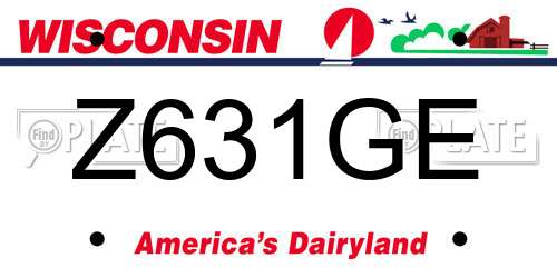 Z631GE Wisconsin License Plate