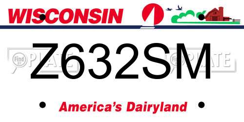 Z632SM Wisconsin License Plate