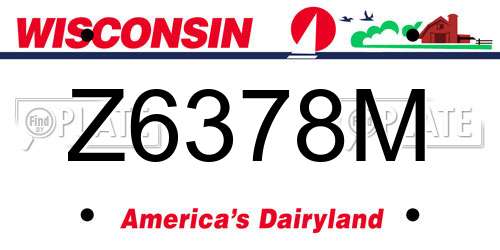 Z6378M Wisconsin License Plate