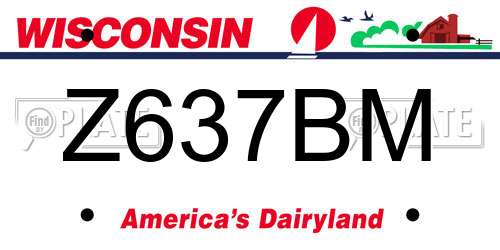 Z637BM Wisconsin License Plate