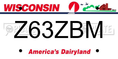 Z63ZBM Wisconsin License Plate