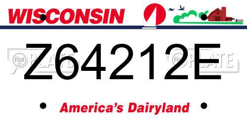 Z64212E Wisconsin License Plate