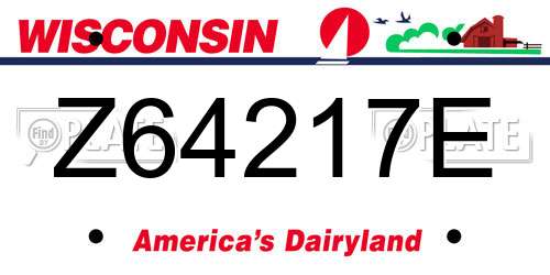 Z64217E Wisconsin License Plate