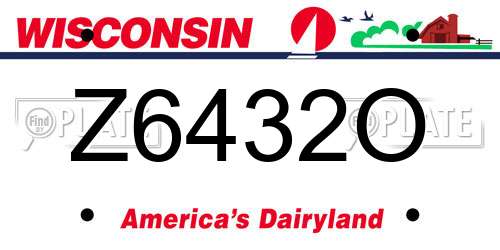 Z6432O Wisconsin License Plate