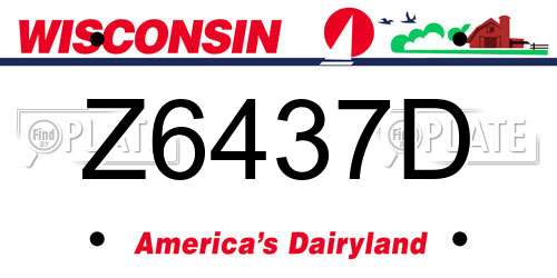 Z6437D Wisconsin License Plate