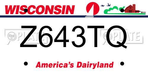 Z643TQ Wisconsin License Plate