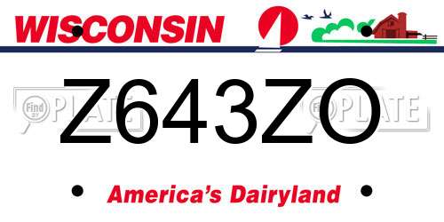 Z643ZO Wisconsin License Plate