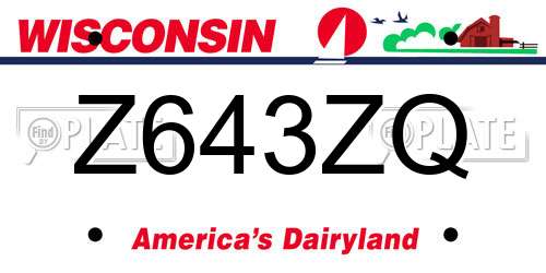 Z643ZQ Wisconsin License Plate