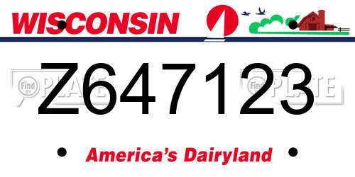 Z647123 Wisconsin License Plate