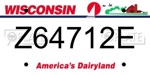 Z64712E Wisconsin License Plate