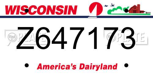 Z647173 Wisconsin License Plate