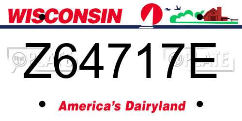Z64717E Wisconsin License Plate