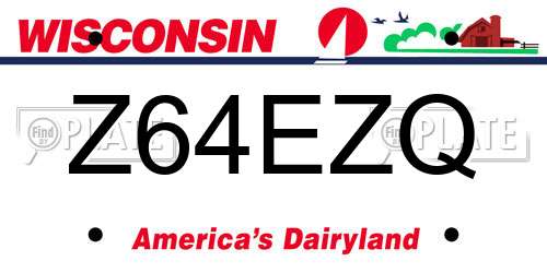 Z64EZQ Wisconsin License Plate