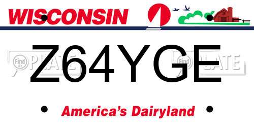 Z64YGE Wisconsin License Plate